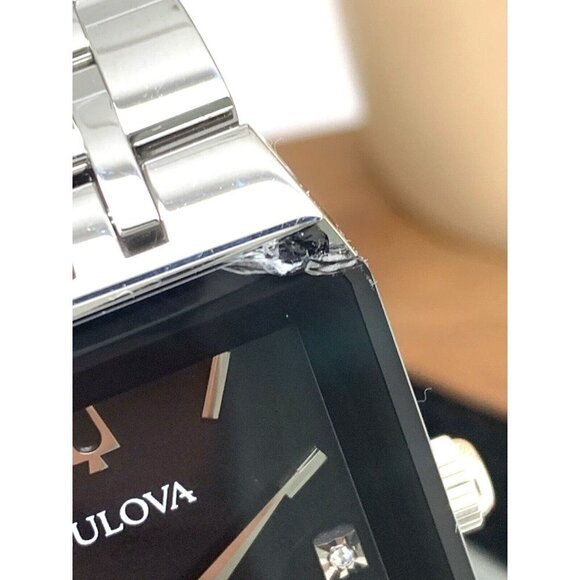 Bulova Men's Watch 96D145 Diamond Black Dial Silver Stainless Steel Quar… - Picture 7 of 14